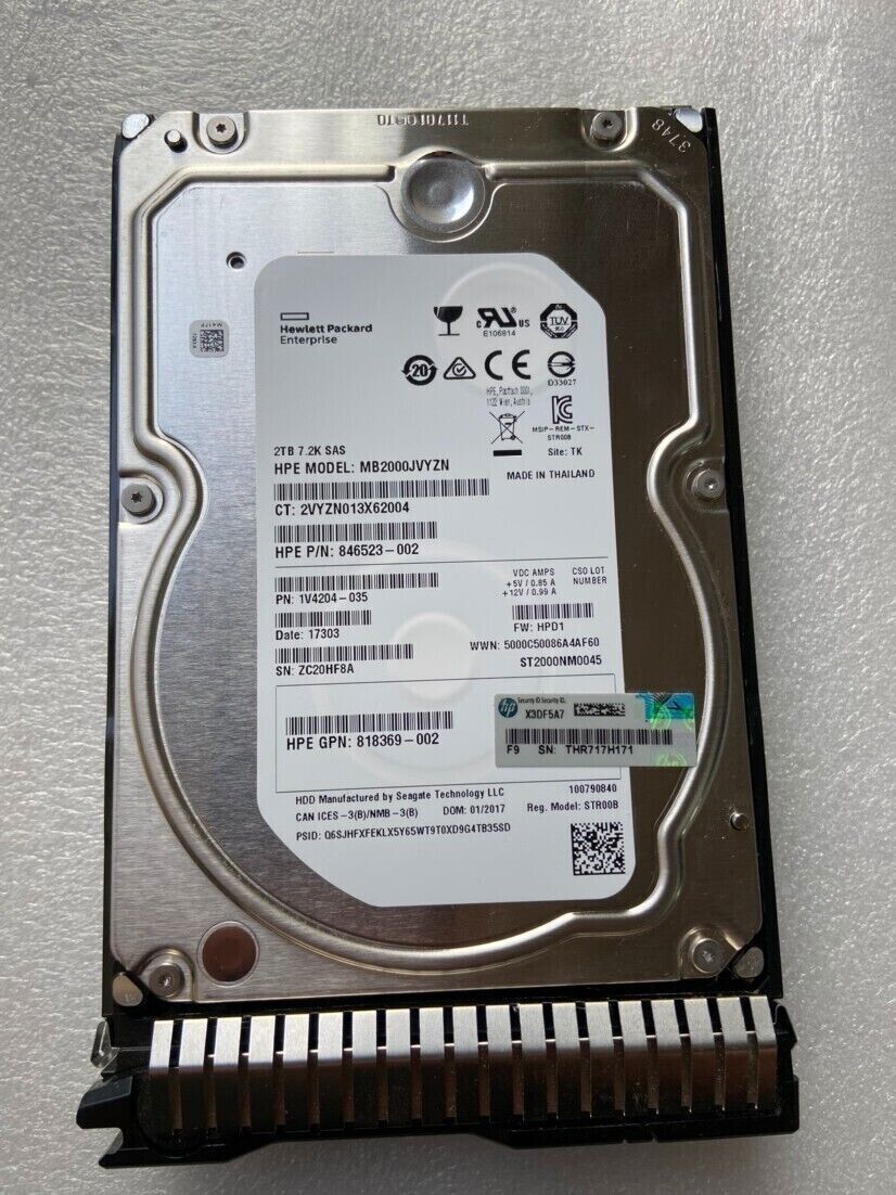 Compatible HPE 818365-B21 819078-001 2TB 12G SAS 7.2K RPM LFF 3.5'' Hard Drives