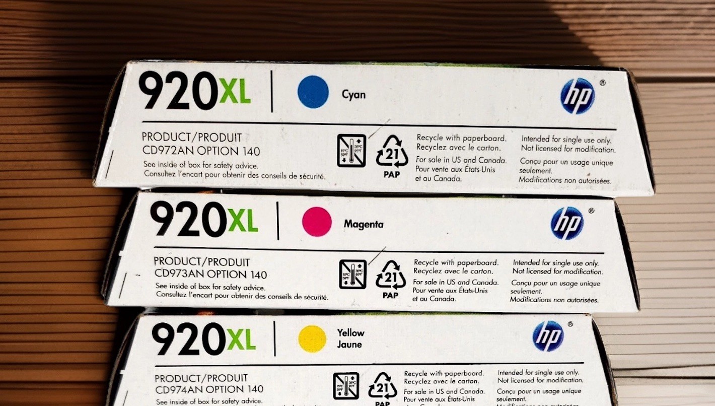 HP 920XL Color Ink Cartridges Genuine OEM - Cyan Magenta Yellow -  OfficeJet 