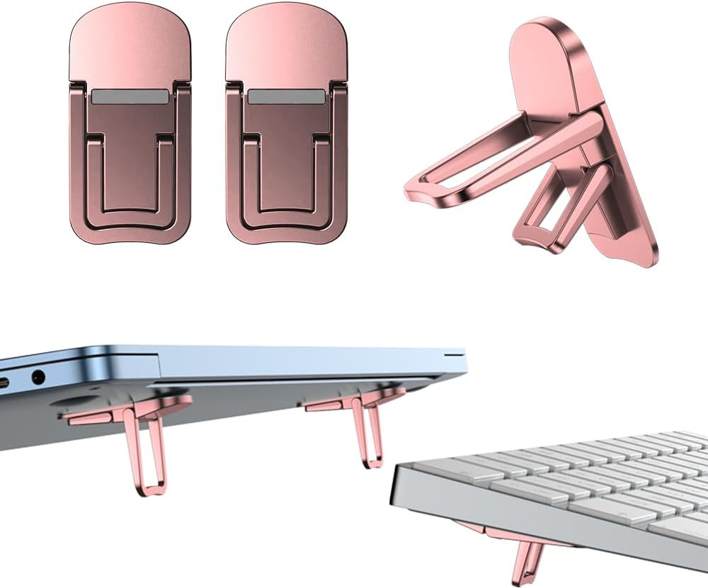 2PCS Metal Mini Foldable Laptop Stand, Portable Computer Keyboard Riser with 2 A