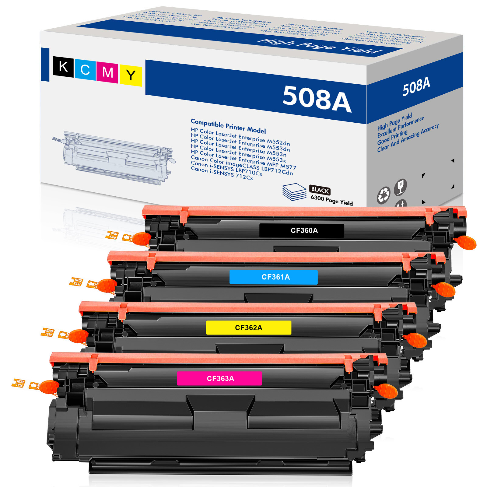 4x Toner CF360A 508A Black Color Set for HP Laserjet Enterprise M553x MFP M577c