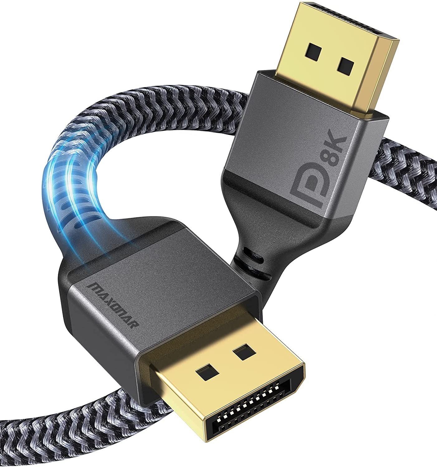 Maxonar 8K DisplayPort Cable 1.4, 6Ft/1.8M (8K@60Hz, 4K@144Hz, 6 ft, Grey 