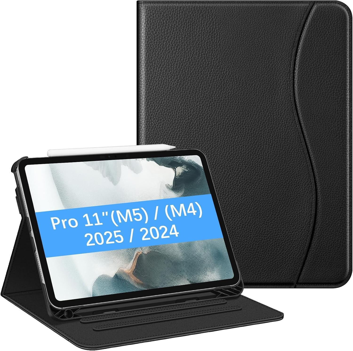 FINTIE iPad Pro 11-inch (M5) 2025 Case - Folio Stand with Pencil Holder, Multi-V