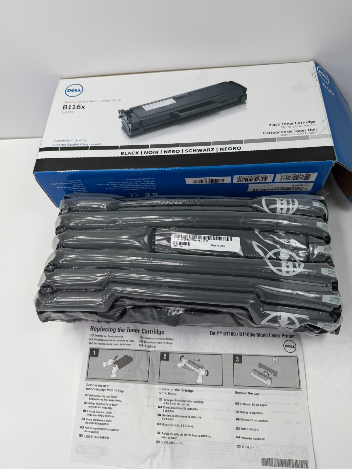 Dell YK1PM B1160 Black Toner Cartridge Genuine OEM B1160w B1163w B1165nfw Sealed