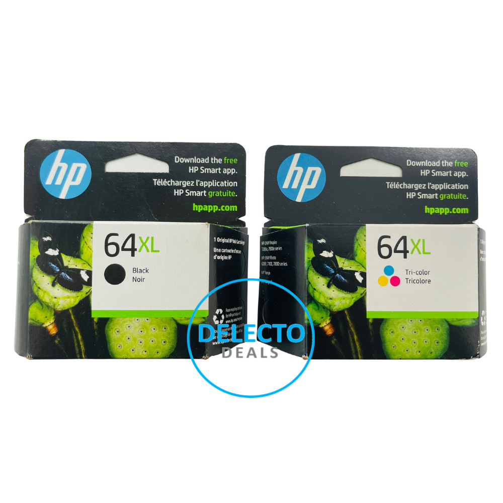 GENUINE 2-Pack HP 64XL Black & Tri-Color Ink Envy 7155 7158 SEALED Boxes 8/2026+