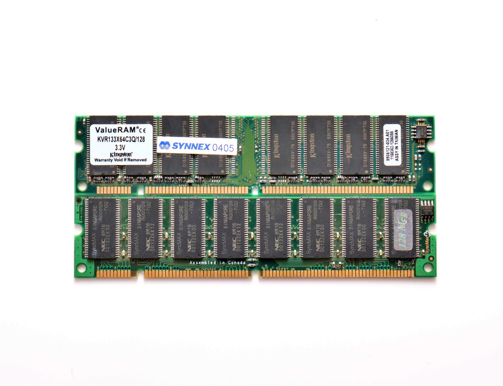 256MB Lot (2x128MB) PC133 SDRAM 168-Pin Desktop RAM Kingston KVR133X64C3Q