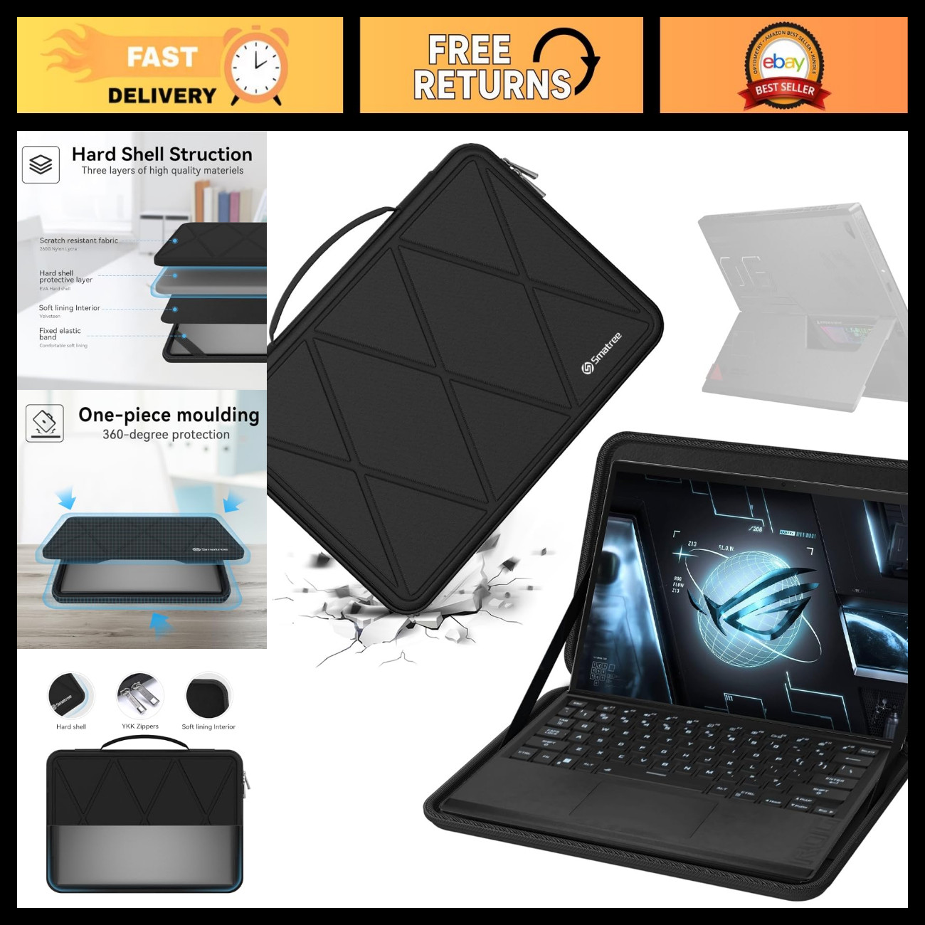 Hard Protective Sleeve Case for 13.4" ASUS ROG Flow Z13 - Shockproof, Lightweigh