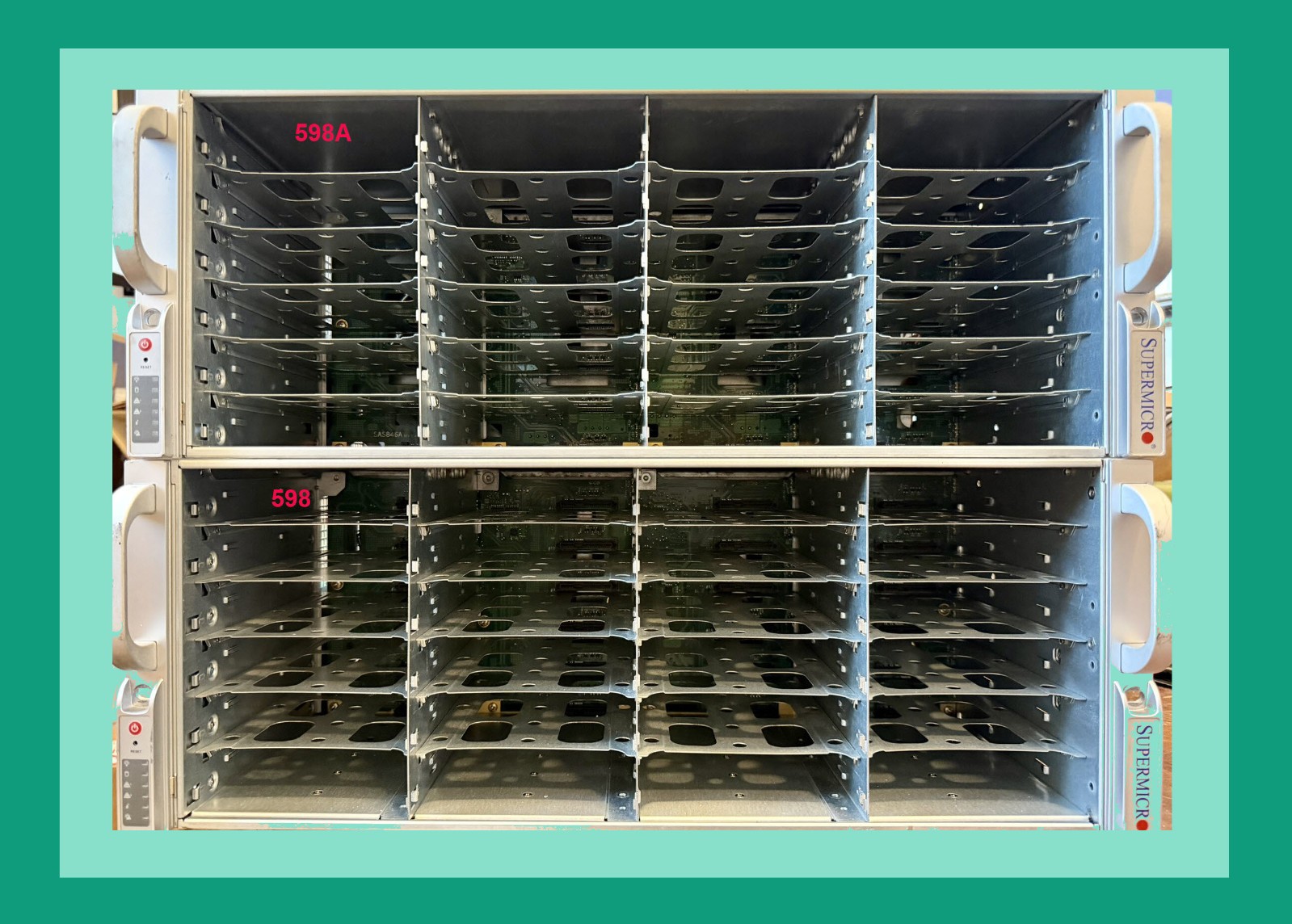 Supermicro CSE-847 4U Server Chassis 36 Bays 2x1400W PSU, 64GBs, 2x E5-2620@2GHz