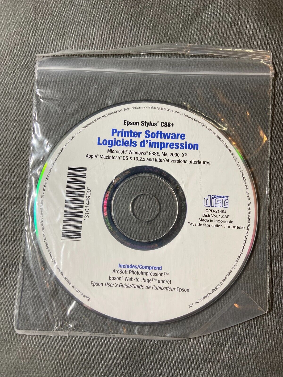 CD ROM Setup for Epson Stylus C88+ Printer Software for Windows Mac OS