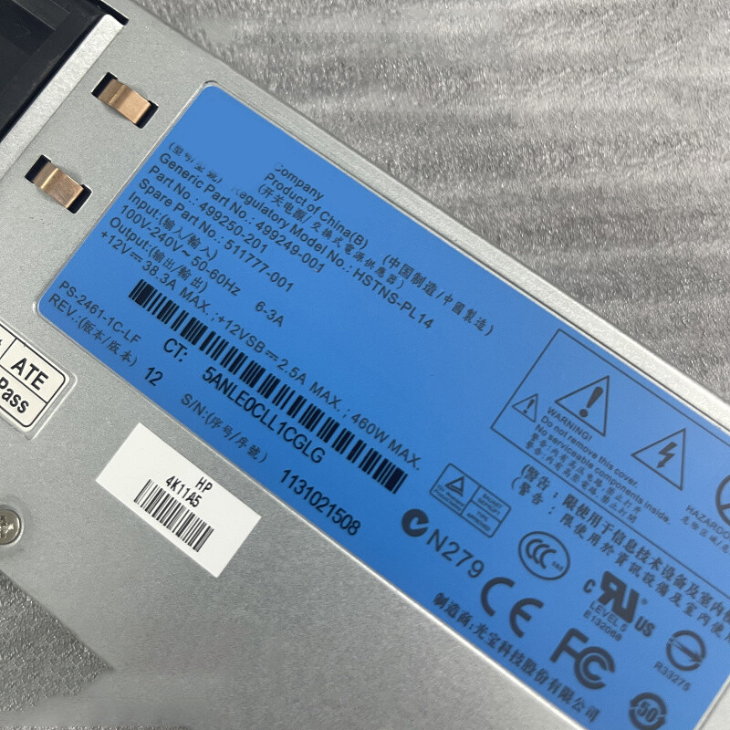 For HP DL380 G6 G7 460W Power Supply DPS-460EB A 499249-001 511777-001 DPS460EBA