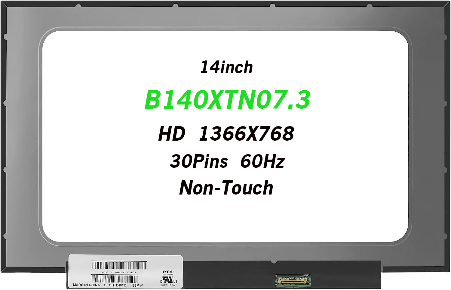 B140XTN07.3 Laptop LED LCD Screen Glossy HD 1366x768 Display 14inch 30Pins 60Hz