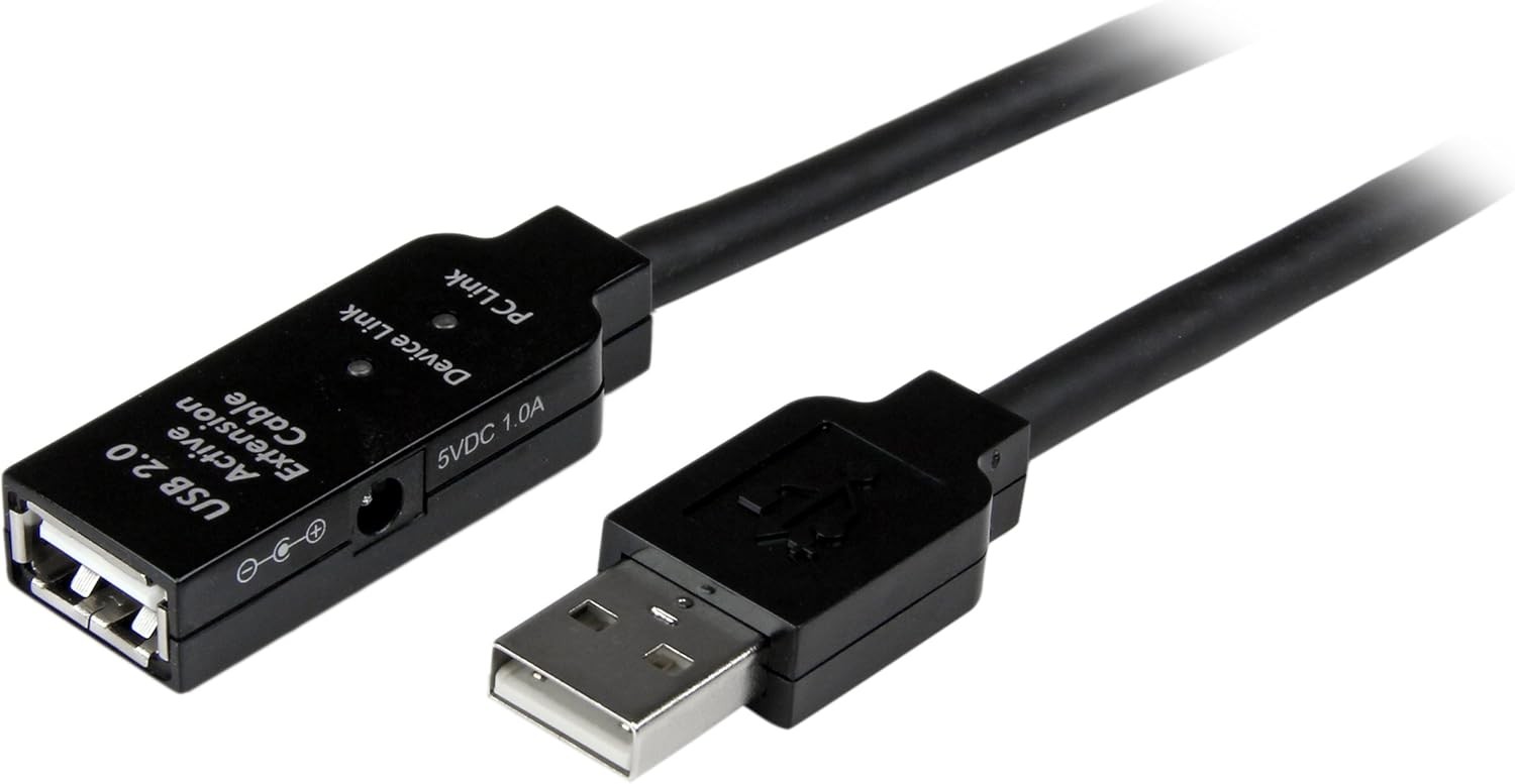 StarTech.com 20m USB 2.0 Active Extension Cable - M/F - 65.6 ft, Black 