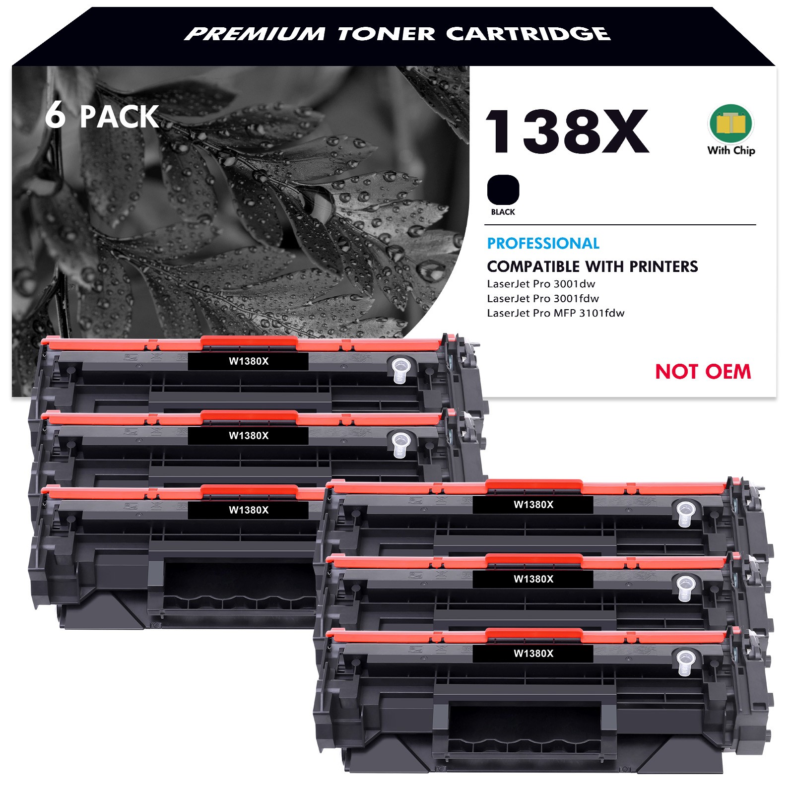 138X W1380X Toner WITH CHIP Fits HP LaserJet Pro 3001dw 3001fdw MFP 3101fdw LOT
