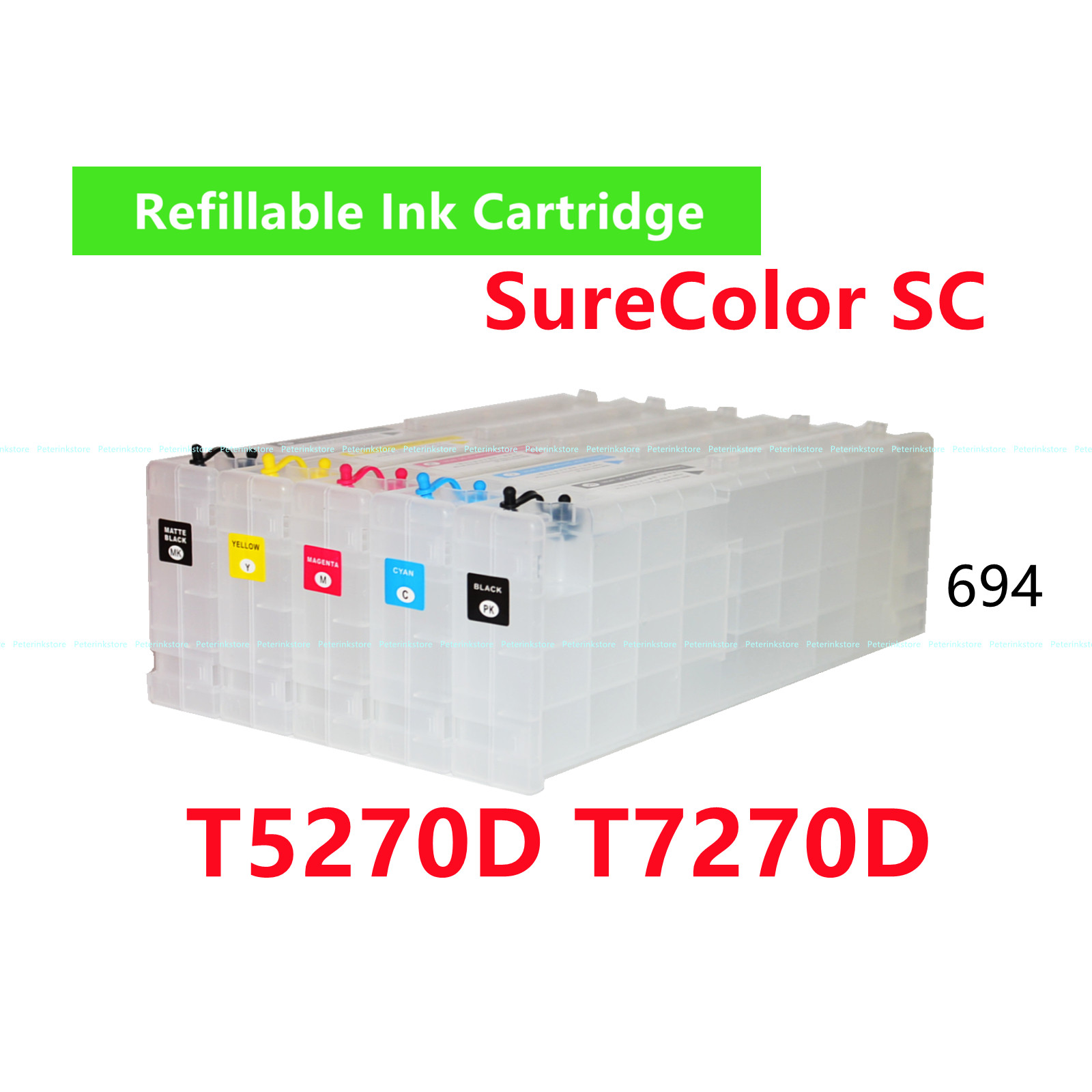 5 Empty Refillable Ink Cartridge T694 694 T7270D T5270D Printer *