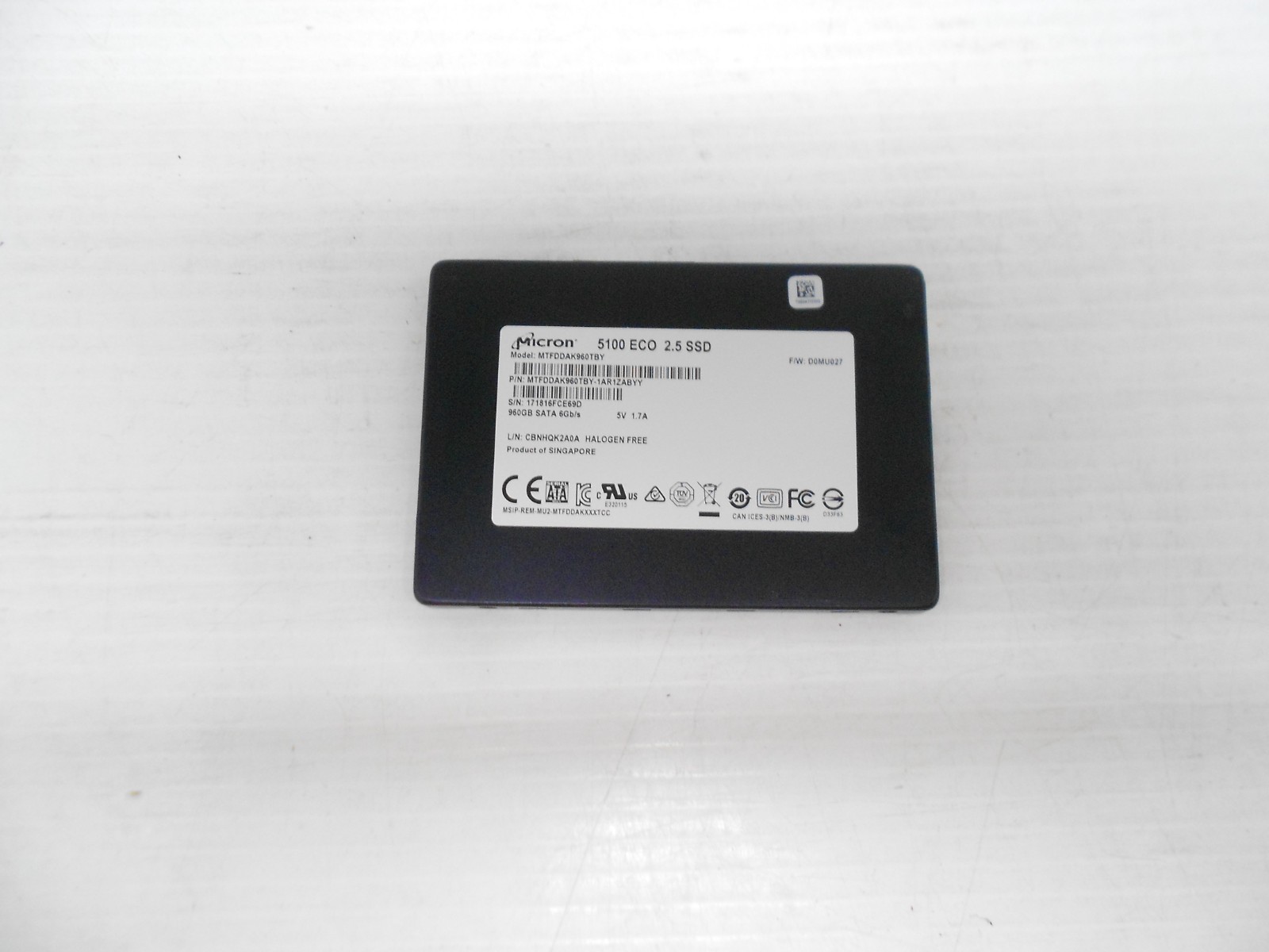 Micron 5100 960GB SSD SATA 2.5" 6G Laptop PC Hard Drive Dell HP MTFDDAK960TBY