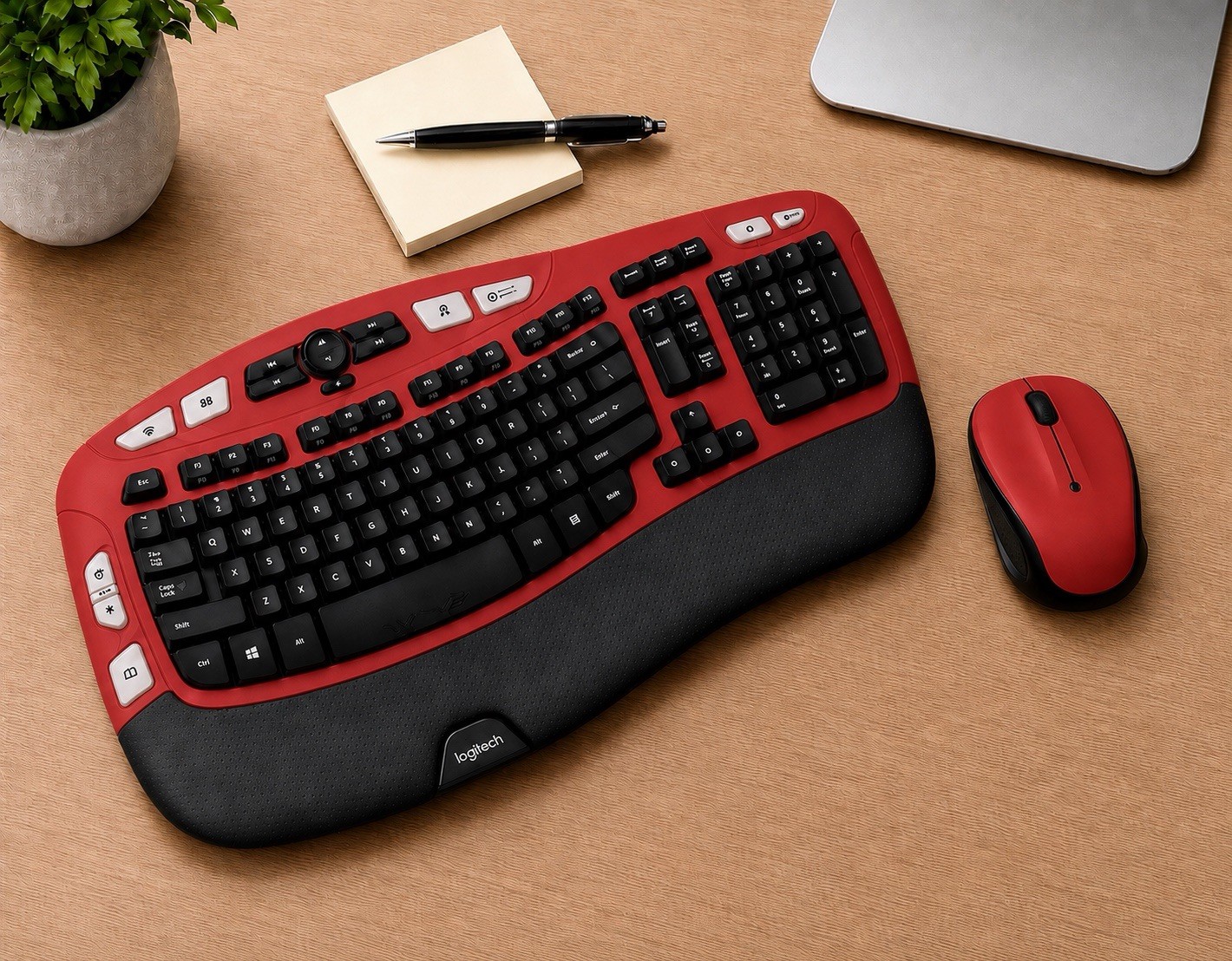 Logitech Comfort Wave K350 RED Wireless Keyboard M325 Combo Unifying Receiver