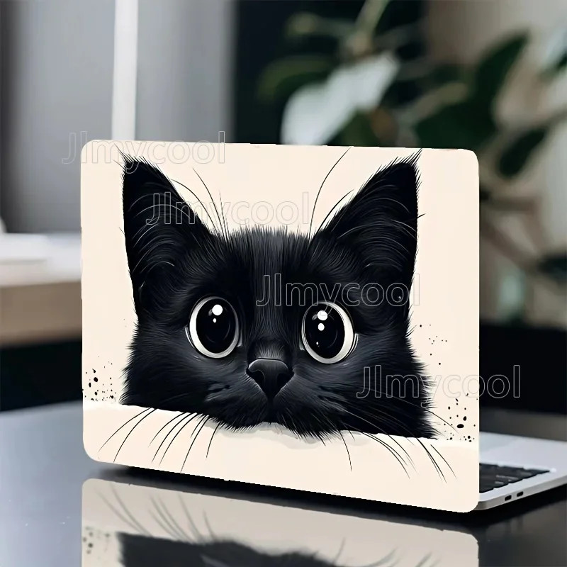 2 Cute Cat Head Laptop Stickers Vinyl Scratch Resistant Animal Pattern