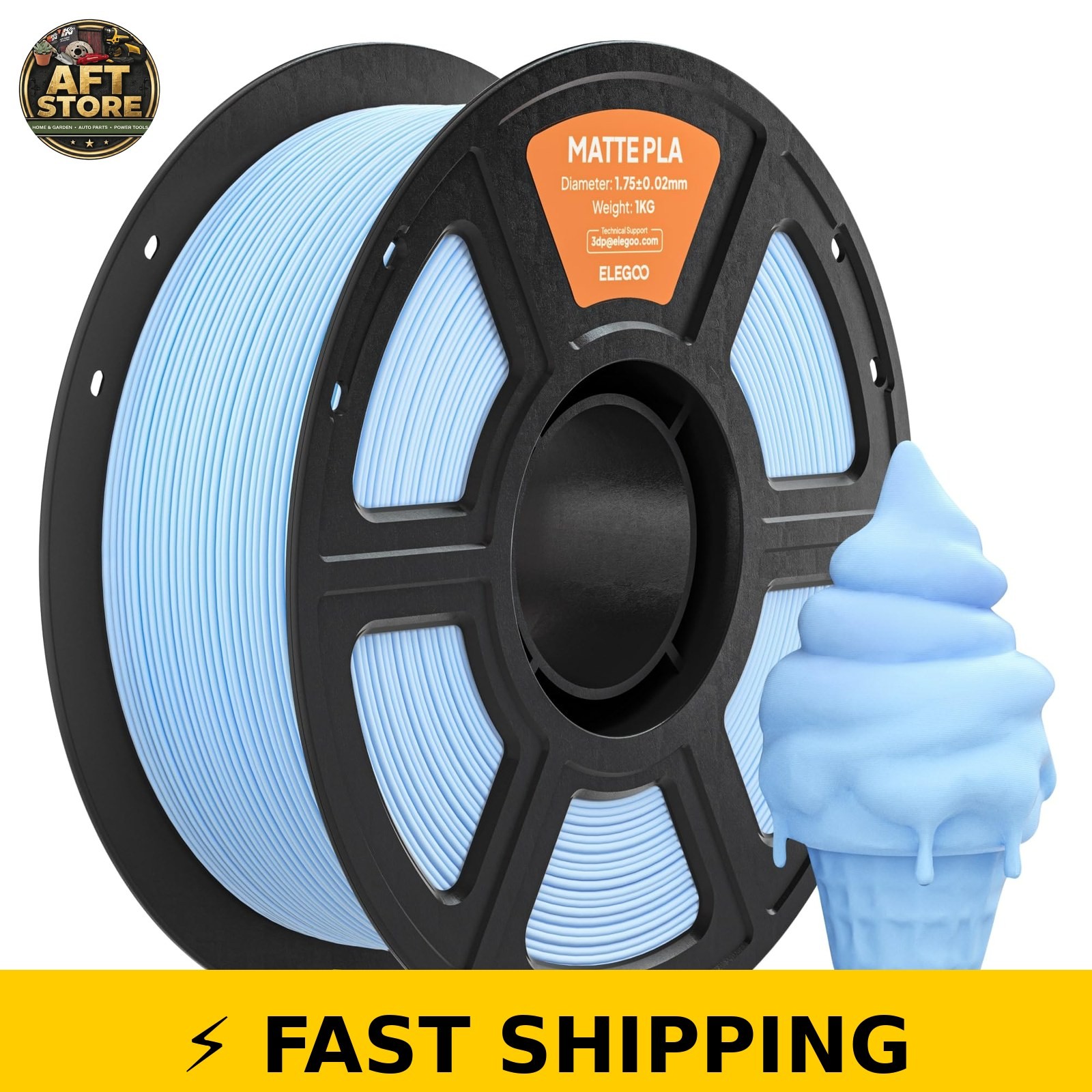ELEGOO Matte PLA 3D Printer Filament 1.75mm Ice Blue 1KG