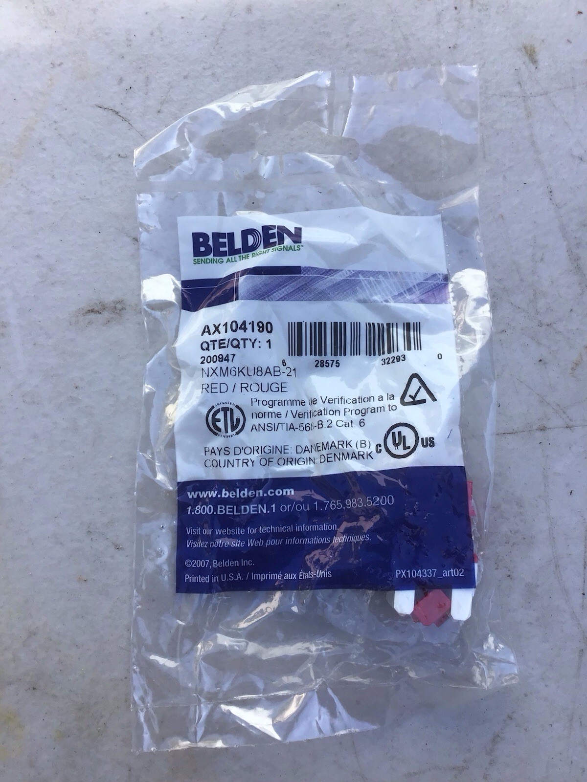 Brand New Belden AX104190 Cat. 6 Style Red Jack - 