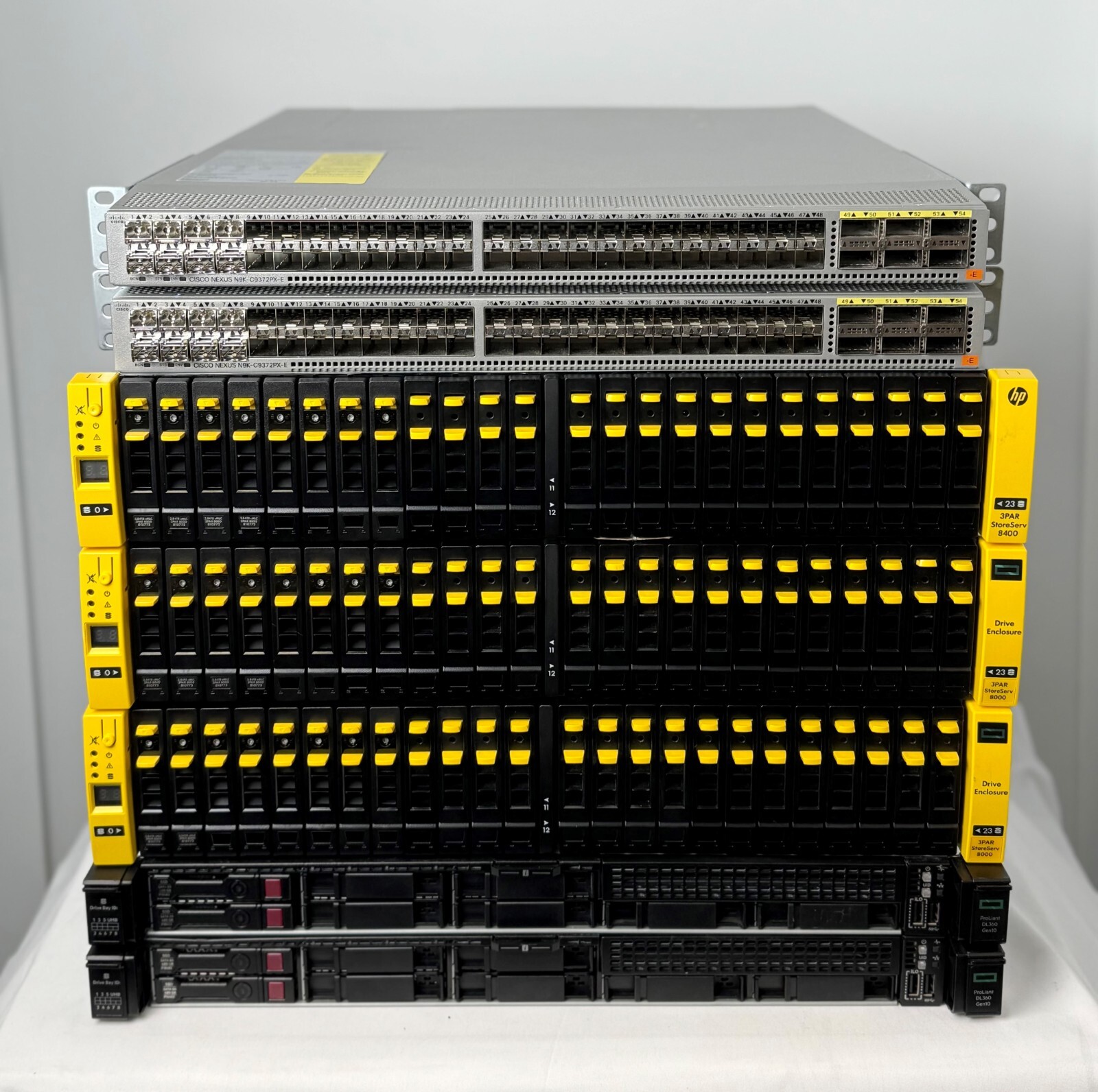 HPE 3PAR 8400 20TB SSD 2x DL360 Gen10 80 Cores 1TB RAM 10Gbit iSCSI Server SAN