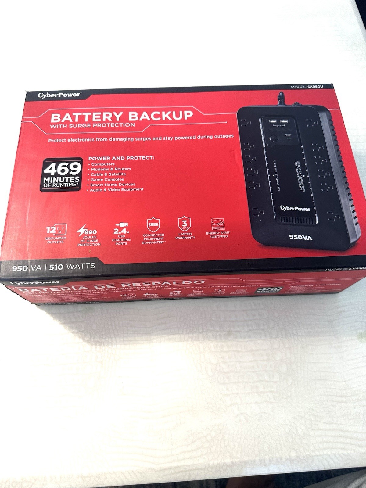 CyberPower SX950U 950VA Battery Backup System - Black