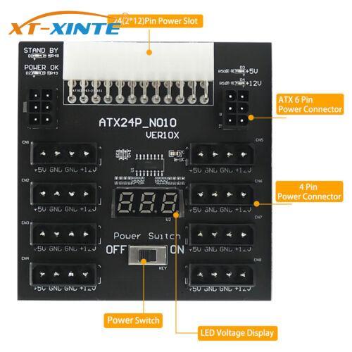 XT-XINTE Upgrade Version ATX Power Supply Breakout Board With 4 Pin and 6Pin
