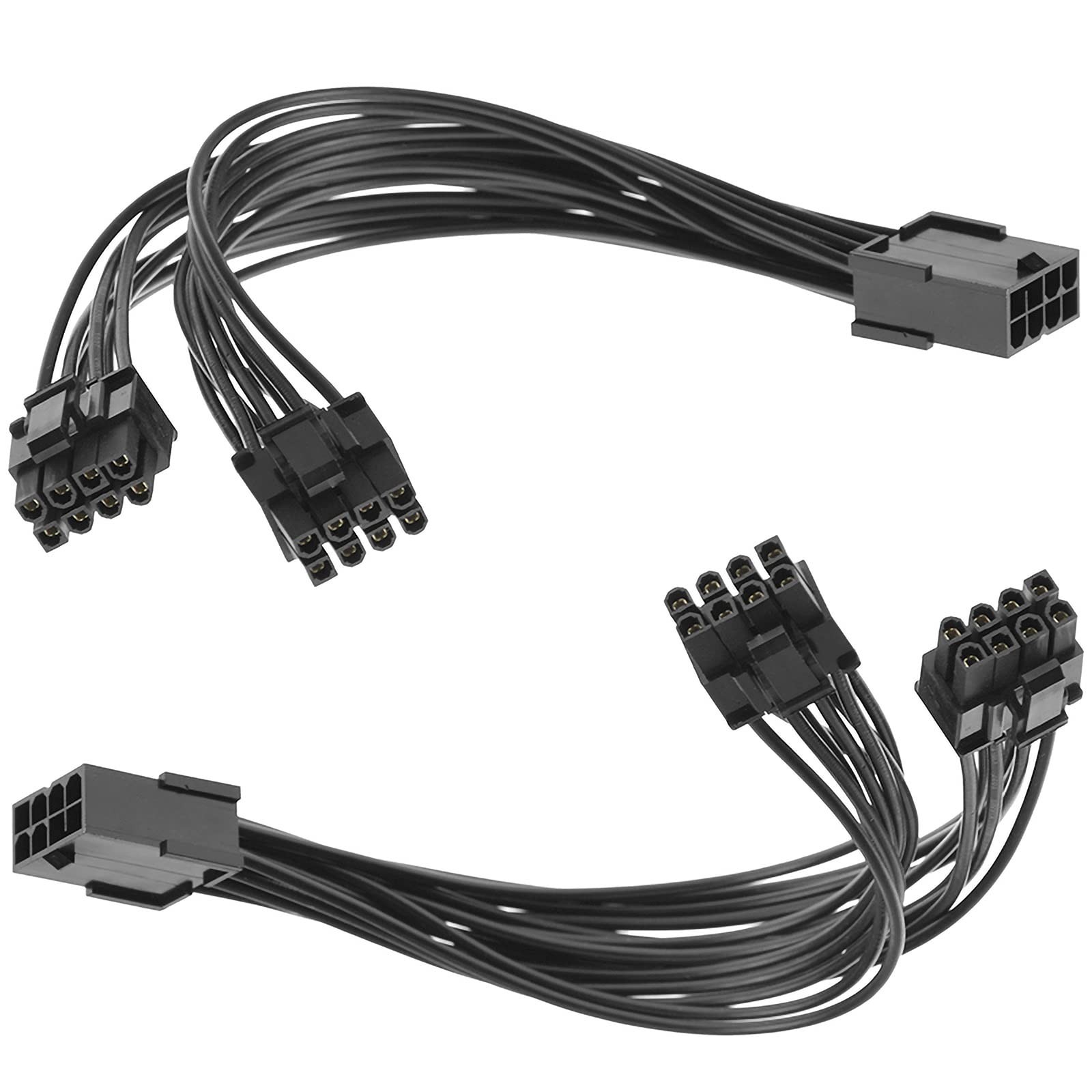 2Pcs Pcie Gpu Power Extension Cable Splitter Adapter Sleeved 8 Pin to 6 pin D...