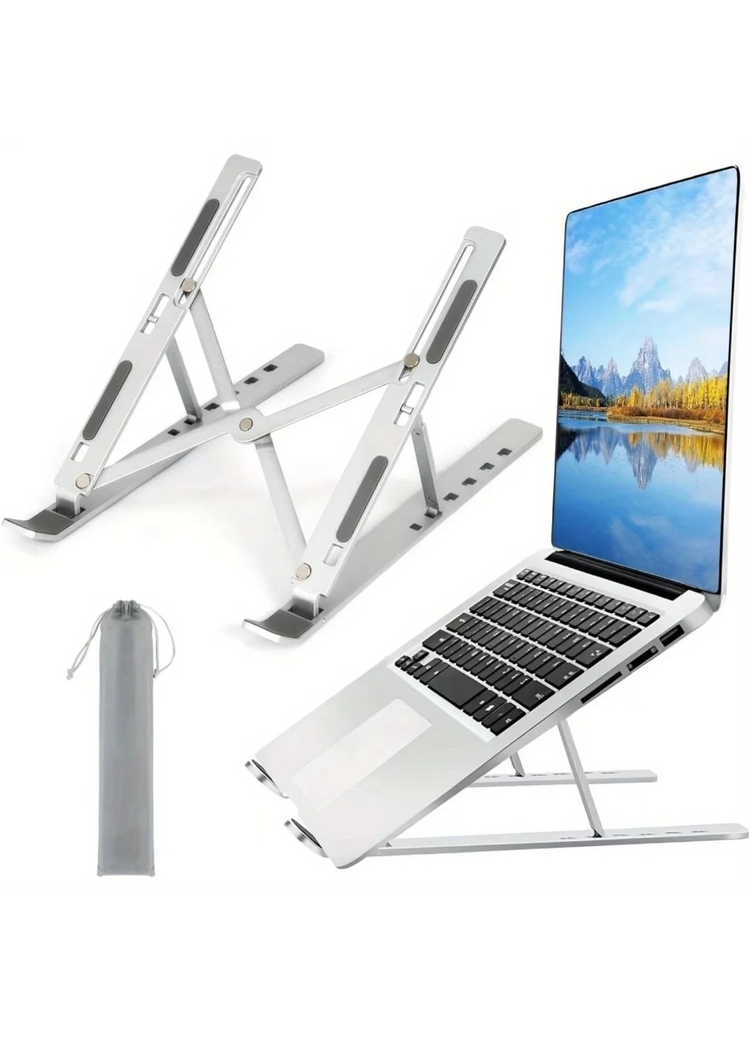 Foldable Aluminum Laptop Stand Adjustable Ergonomic Riser for MacBook