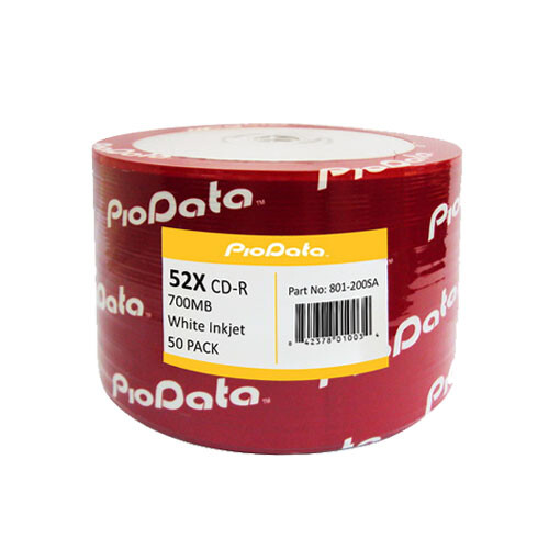 50 PC PioData 52X 700 MB 80 MIN CD-R White Inkjet Hub Printable Disc 831-210SA