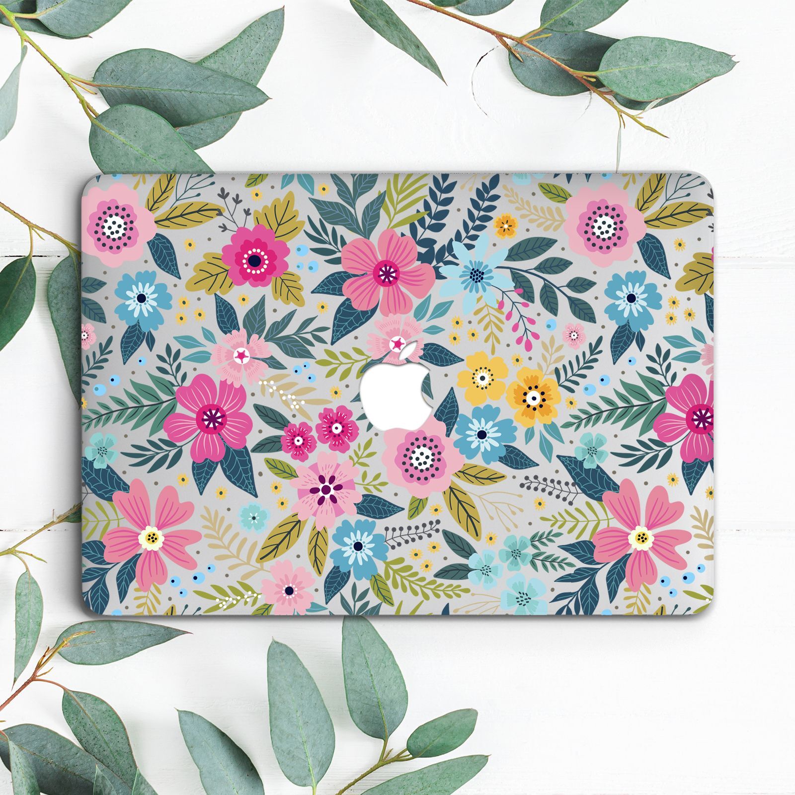 Abstract Pink Blue Flowers Clear Hard Case For Macbook Pro 13 14 15 16 Air 13