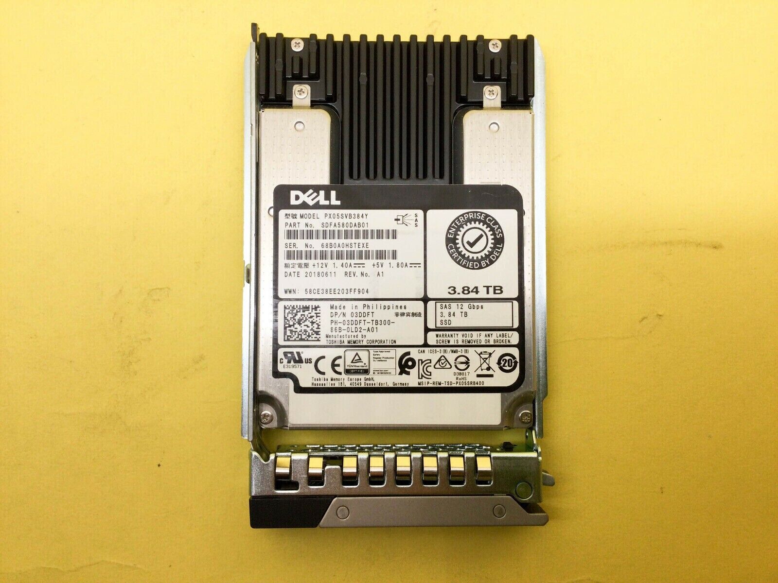 3DDFT DELL 3.84TB SAS 12Gb/s Mix Used 2.5\'\' Internal SSD PX05SVB384Y Gen 14 Tray