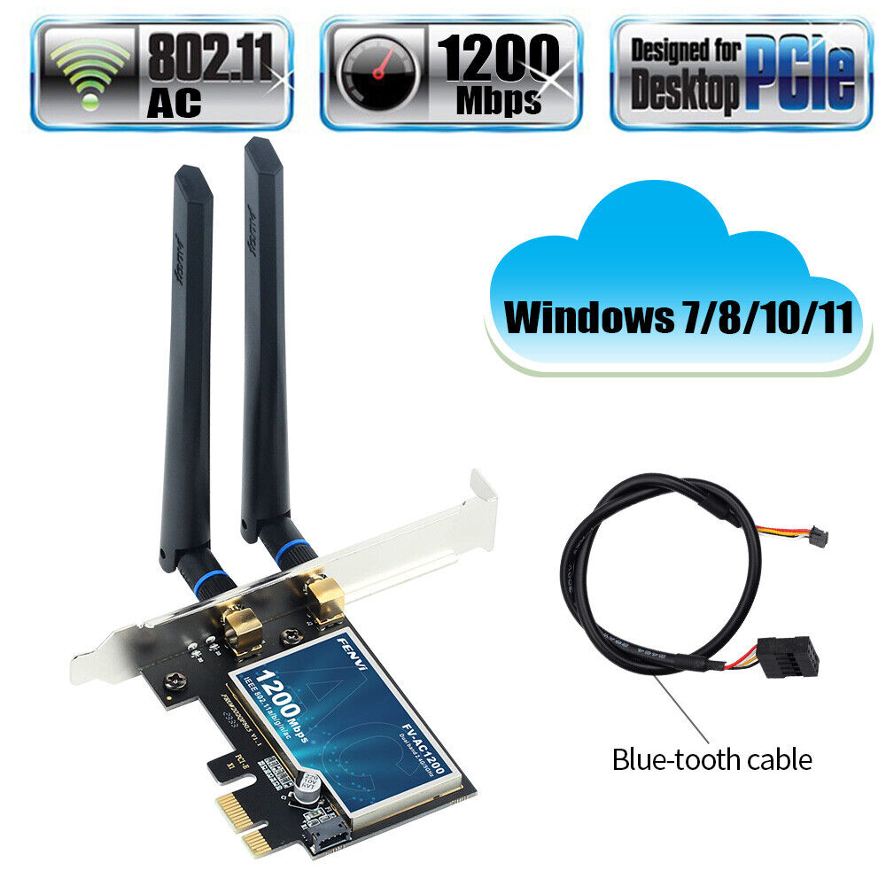 PCIe WiFi Card Wireless-AC Dual Band Bluetooth Network Adapter for Desktop PCI-E