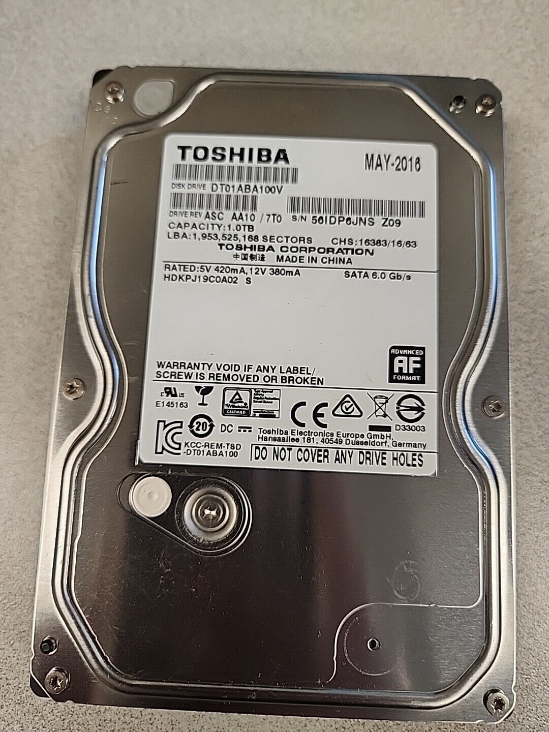 Toshiba 1TB DT01ABA100V 3.5\