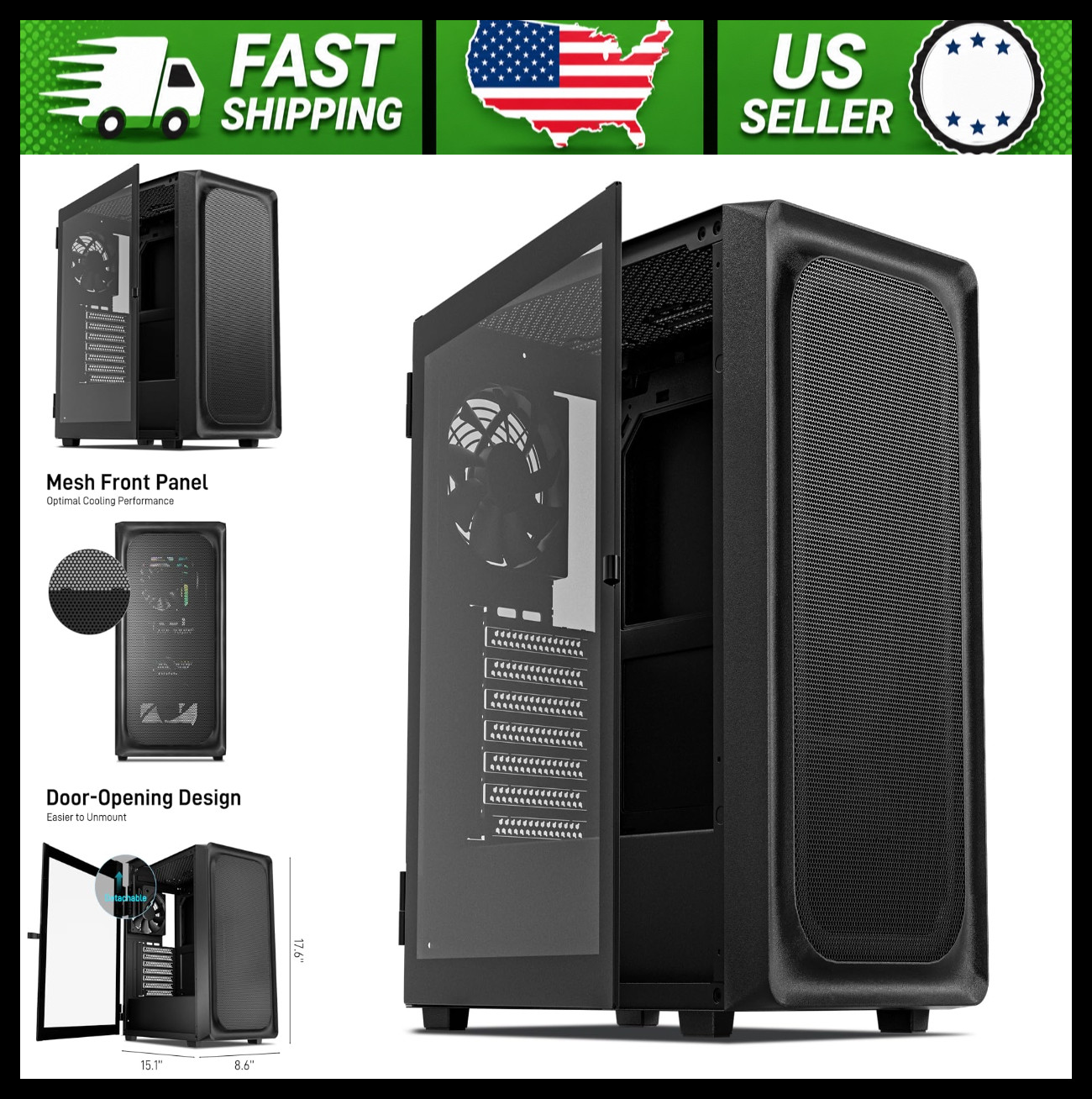 DARKROCK ATX Mid Tower Gaming PC Case, Type-C Ready