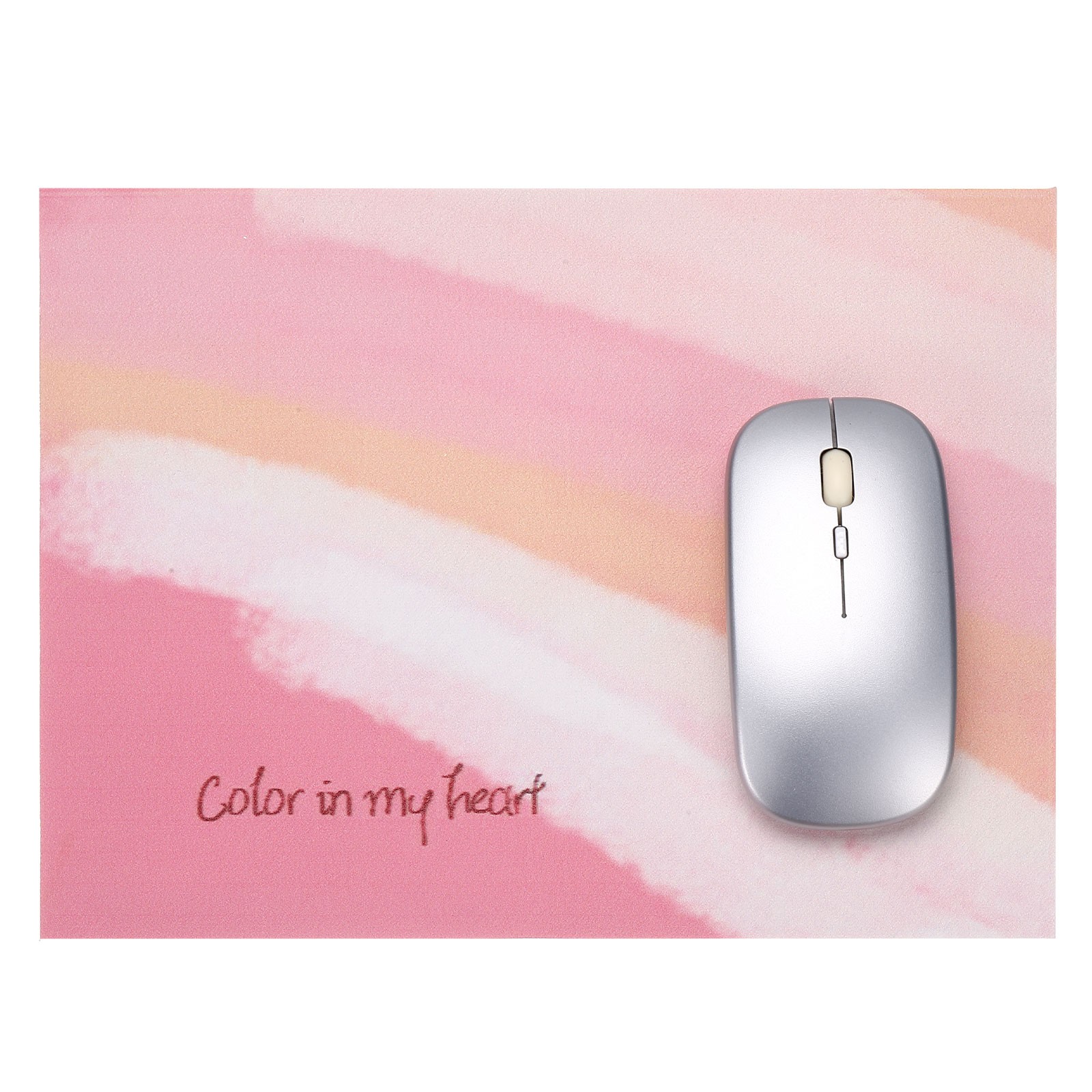 Painting Mouse Pad, 10.2 x 7.7" Non-Slip Rubber Mouse Mat, Pink Oil Painting