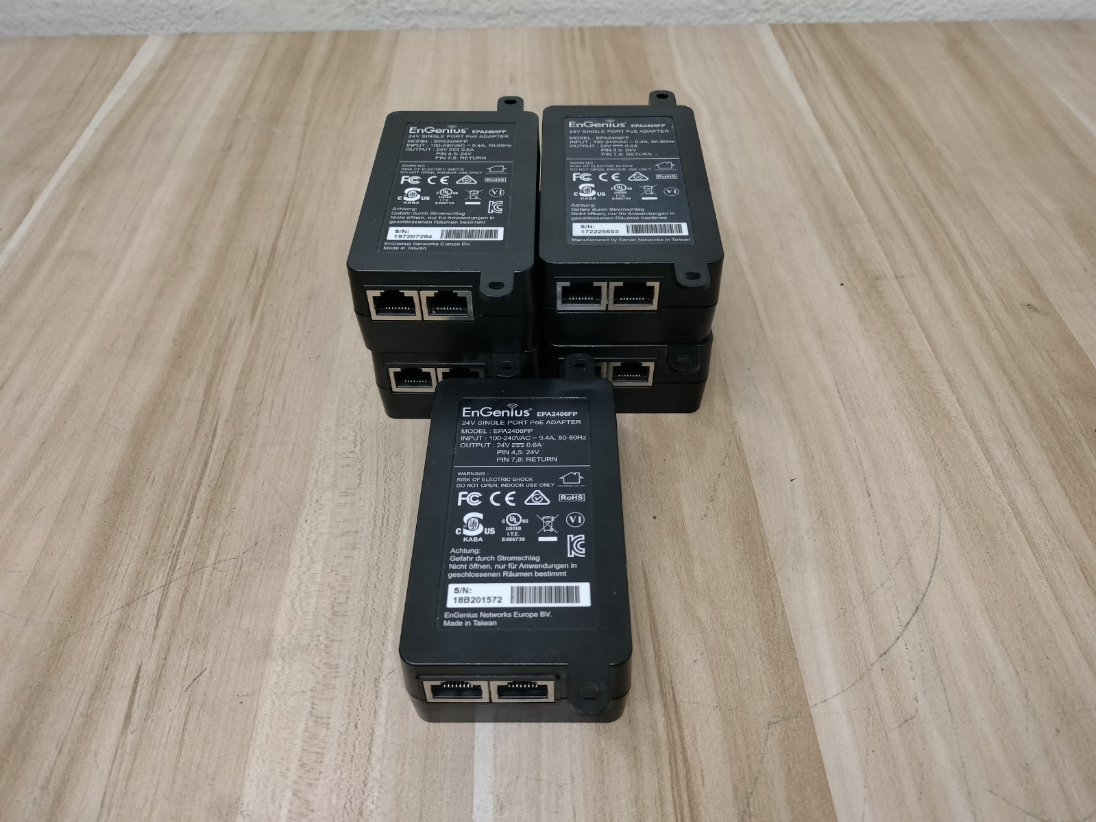 LOT OF 5 - EnGenius EPA2406FP 24V Gigabit Single Port PoE Adapter
