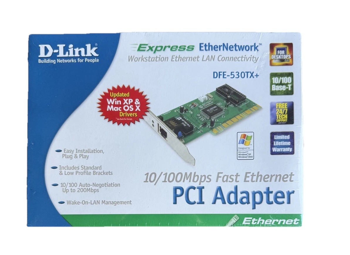 D-Link DFE-530TX+ Fast Ethernet PCI Adapter, 10/100Mbps Lan Card for Desktop