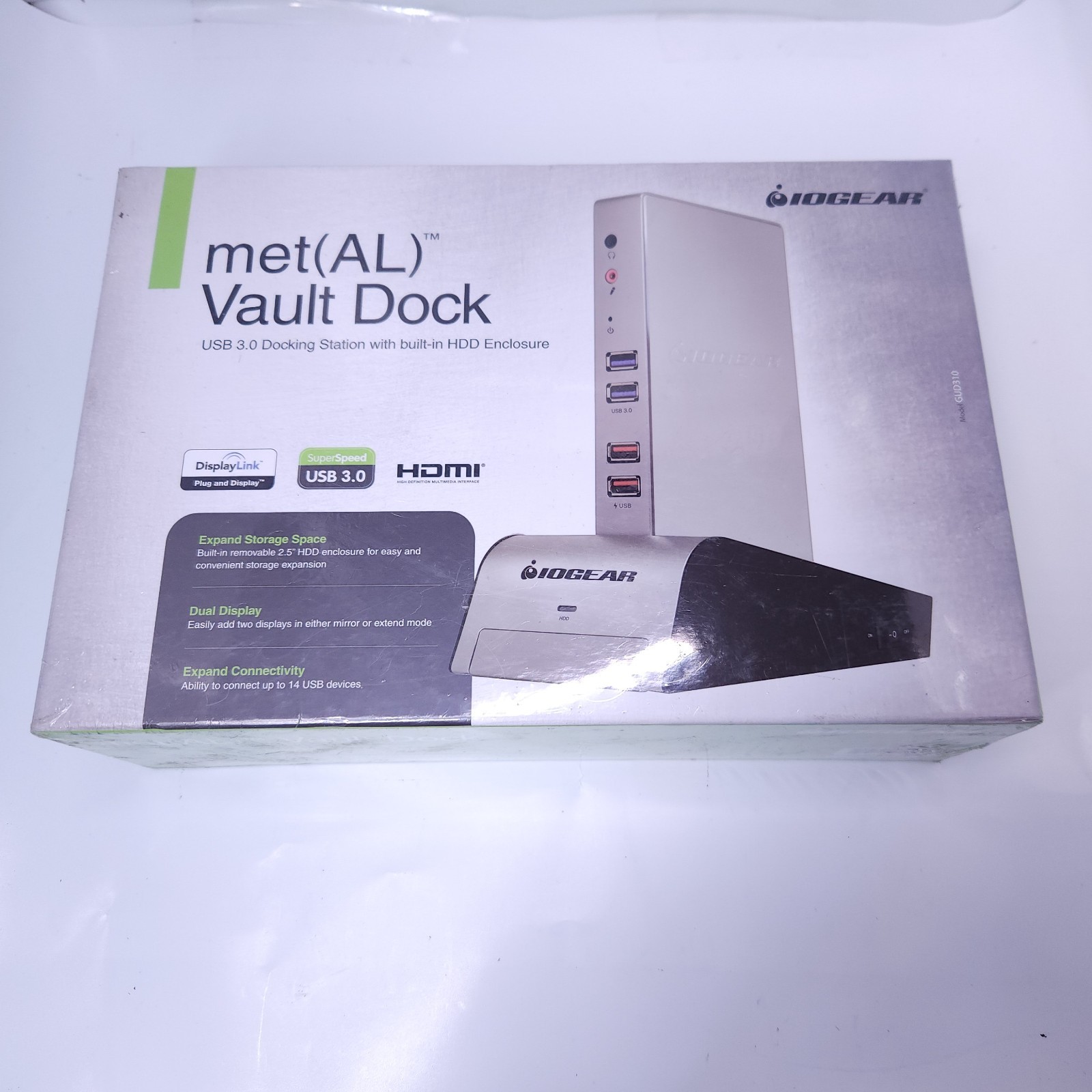 IOGEAR Met(AL) Vault Dock USB 3.0 Docking Station Built In HDD Enclosure Sealed