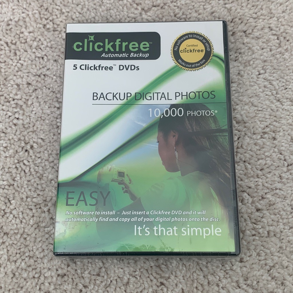 Clickfree Automatic Photo Backup DVDs 5 Pack Brand New Sealed 4.5GB DVD+R