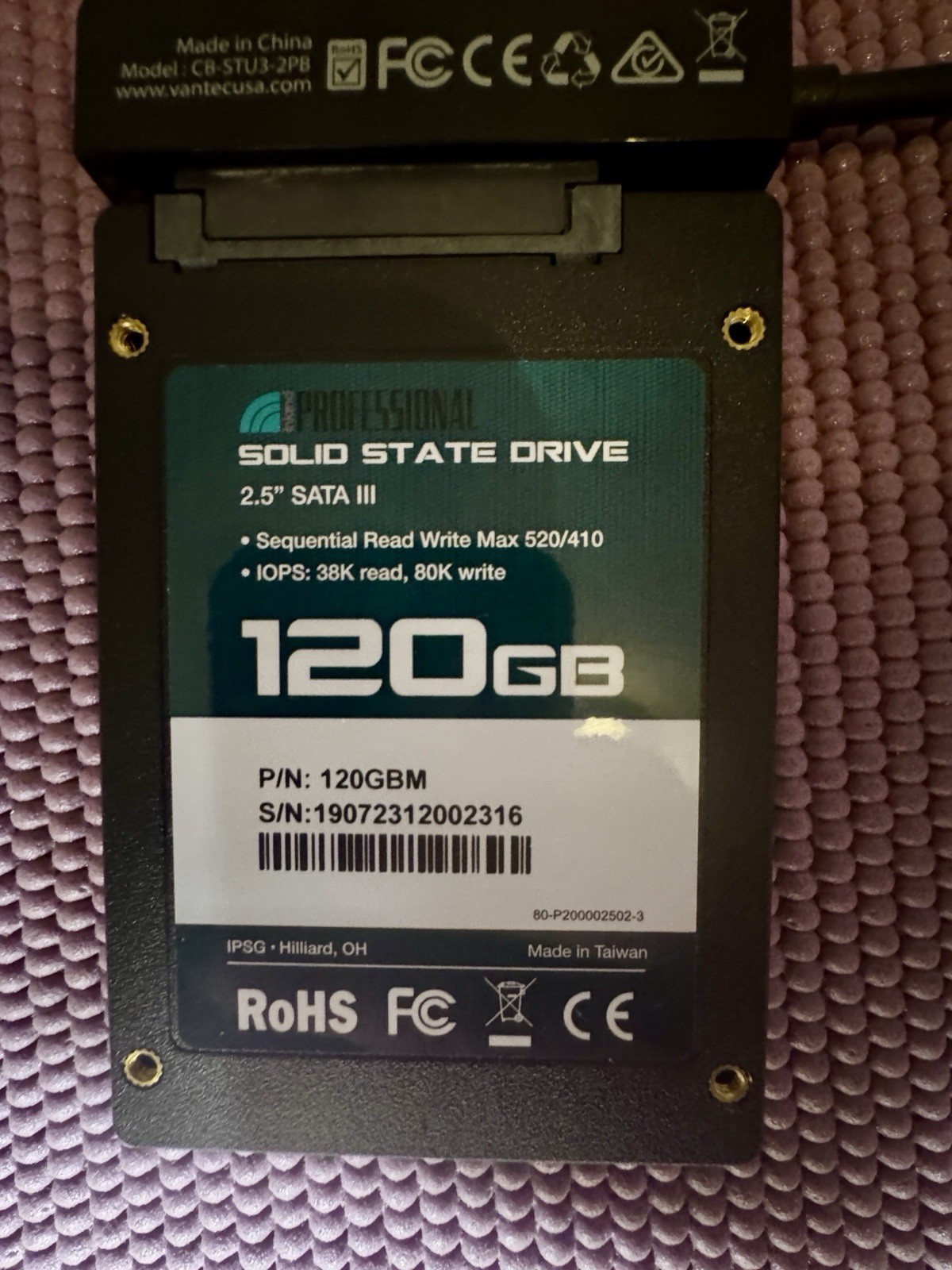 Inland Professional 120GBM 2.5 Inch Solid State Drive SATA III With USB Port