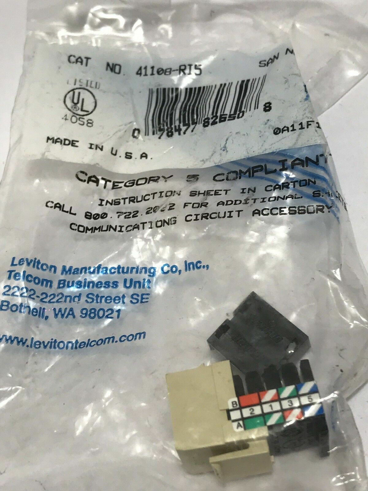 Leviton 41108-RL5 Cat 5 QuickPort Snap in Connector