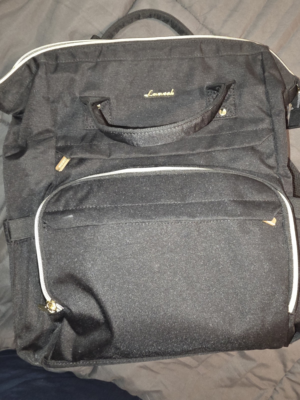 LOVEVOOK Black Nylon Laptop Backpack 15.6in Padded Water Resistant USB Port