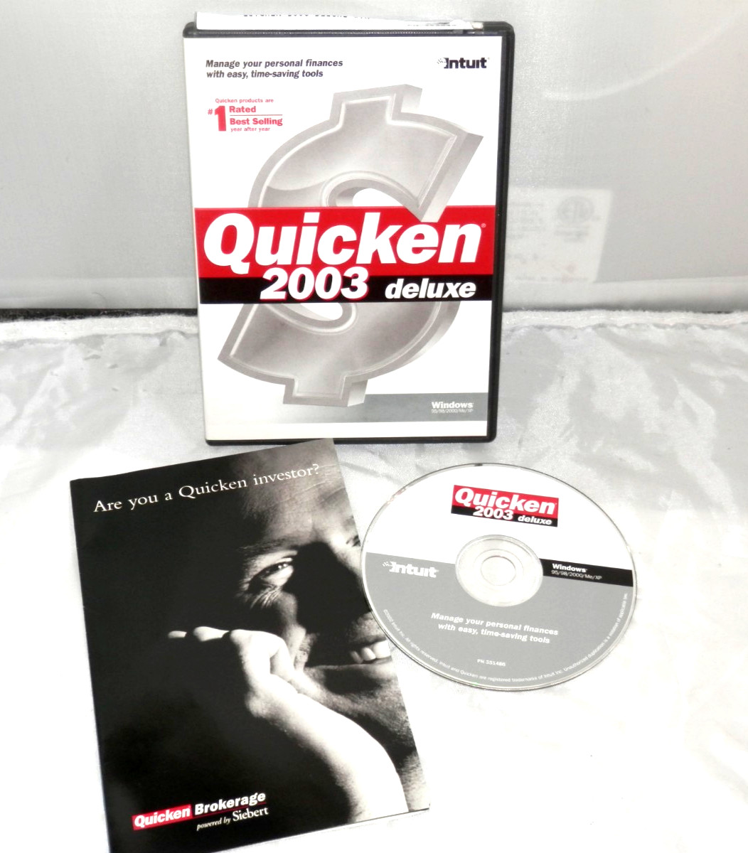 Intuit Quicken 2003 Deluxe For Windows PC * Near Mint Condition