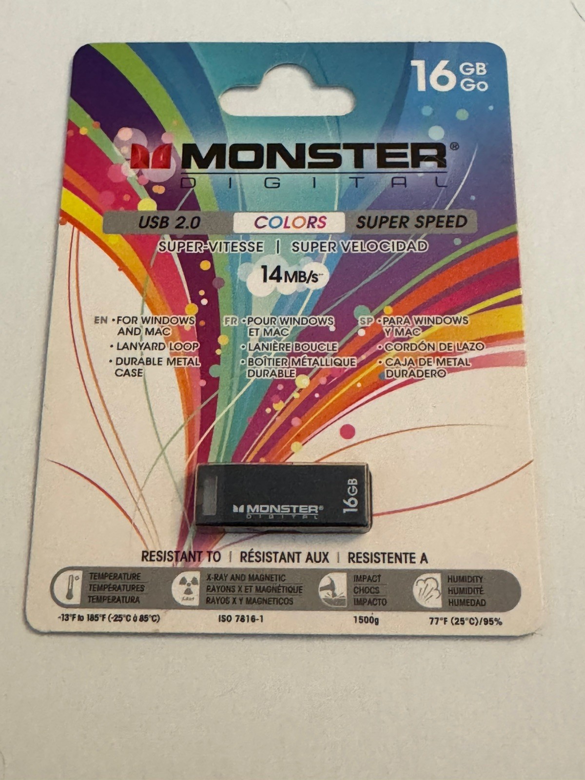 Monster Digital USBCS-0016-R 16GB USB 2.0 Black New HW1