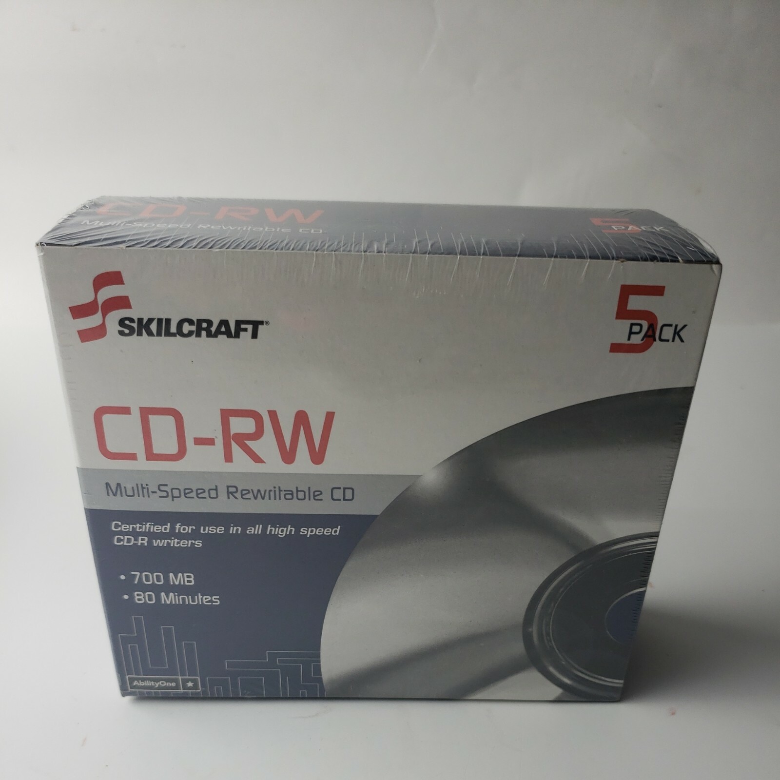 ABILITY ONE 7045-01-470-3592 CD-RW Disc,700 MB,80 min,4x-12x,PK5
