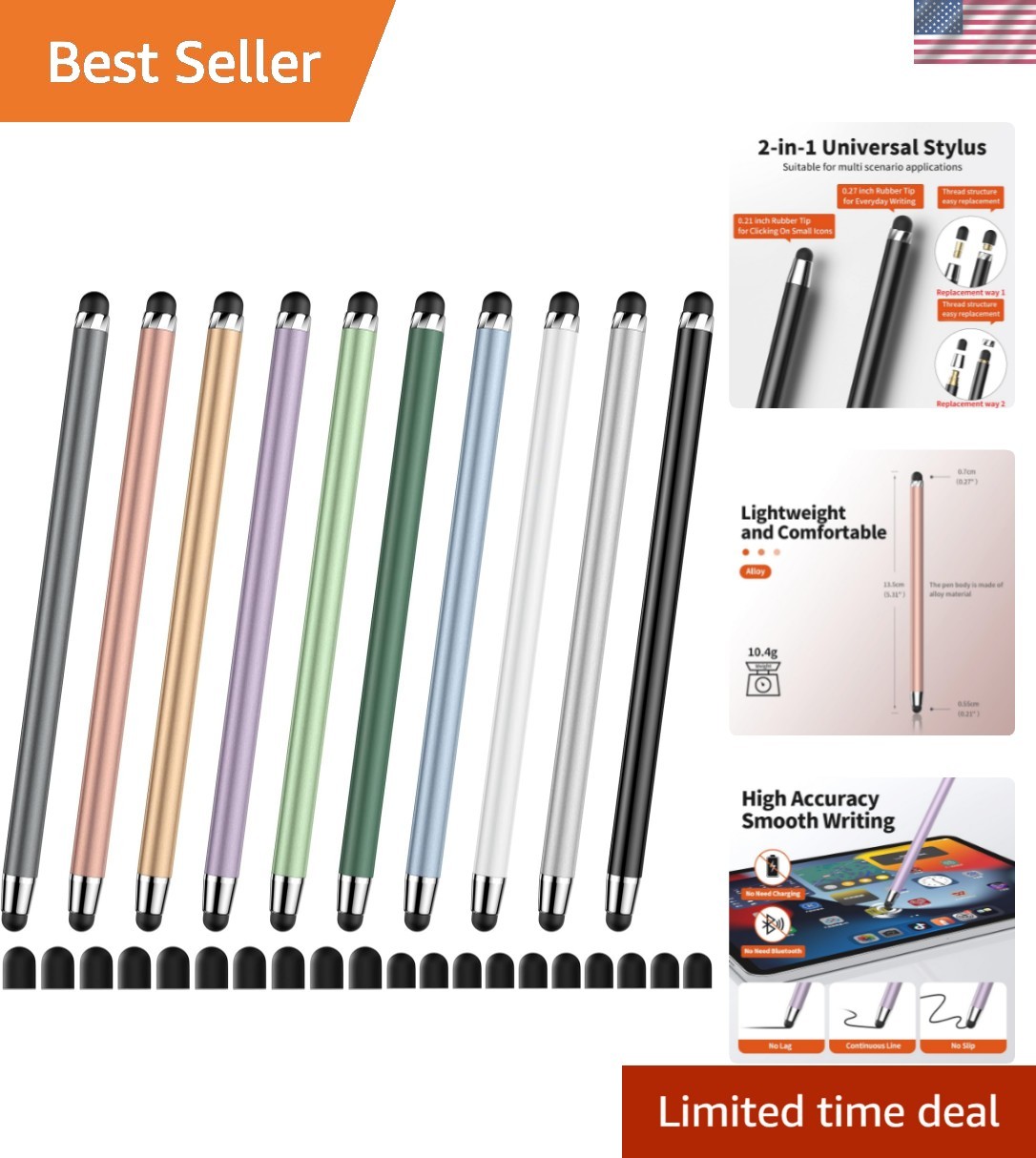 Creative Freedom: 10 PCS High Sensitivity Stylus Pens with Dual Tips for Tablets