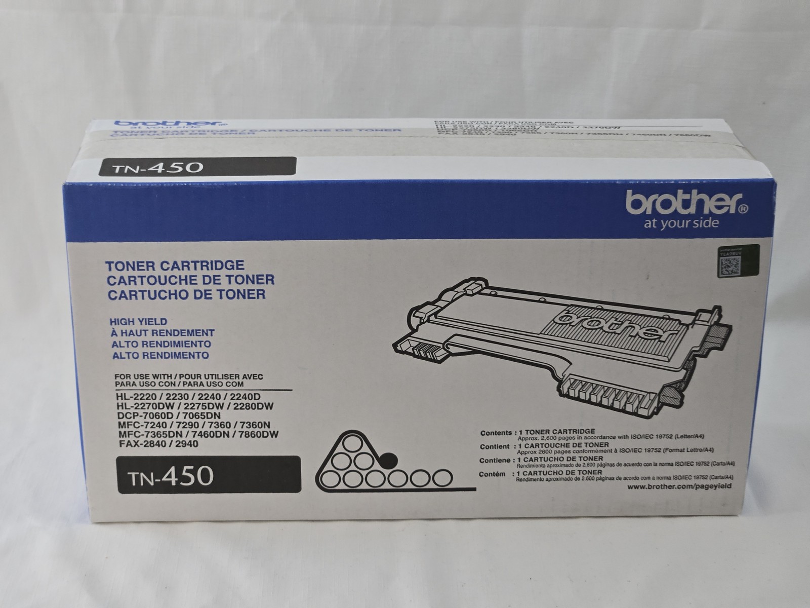 Brother TN-450 High Yield Black Toner Cartridge - New Sealed Box