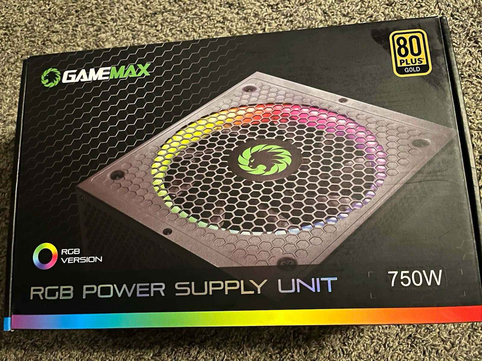 GameMax RGB-750 750W 80PLUS Gold RGB ATX Power Supply Unit, Black Never Unsealed