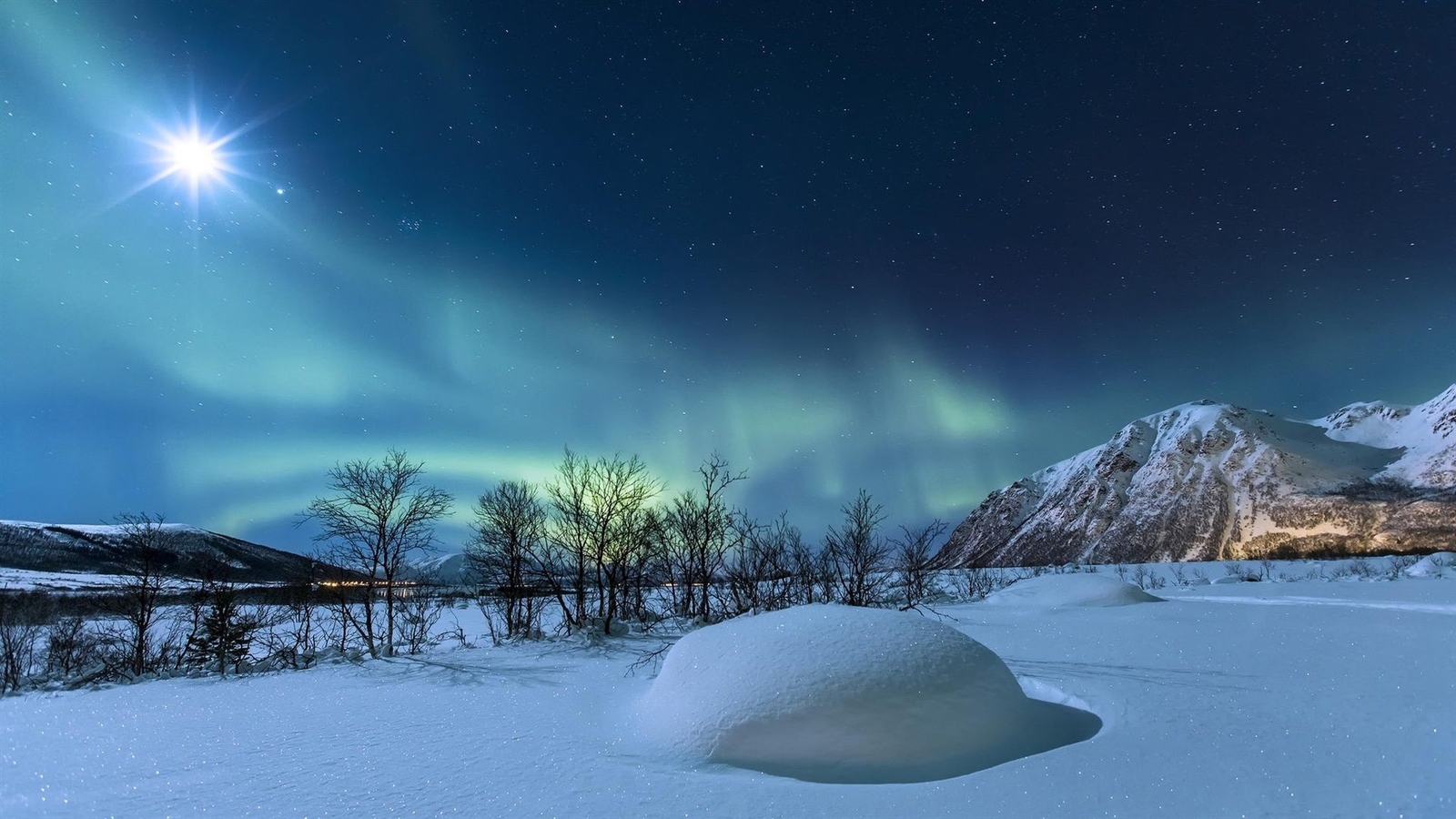 Landscape nature norway mountains night winter snow moon Custom Gaming Mat Desk