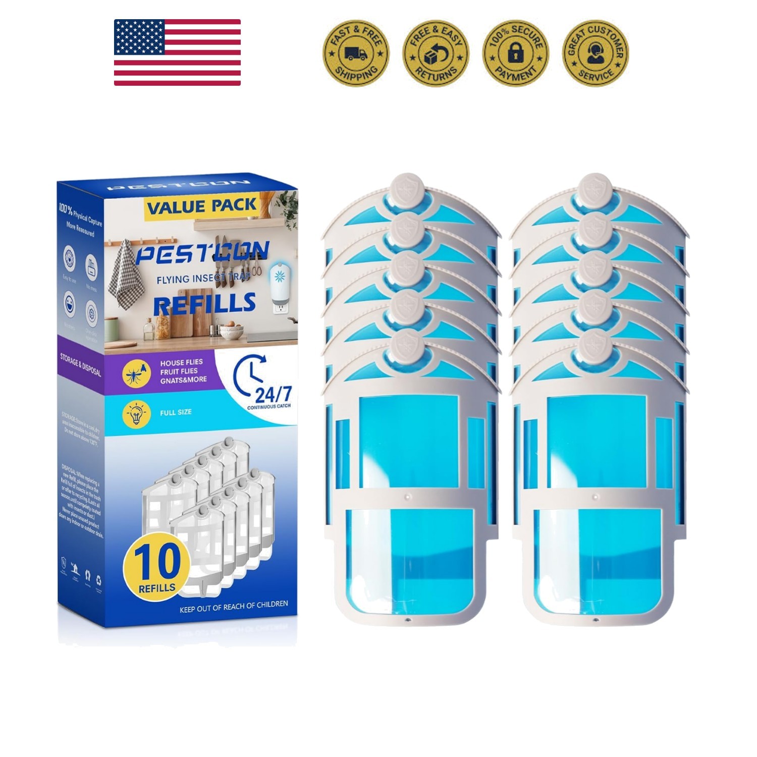 10 Pack Refill Cartridge Compatible with Flying Insect Trap M364 & Max,Replac...