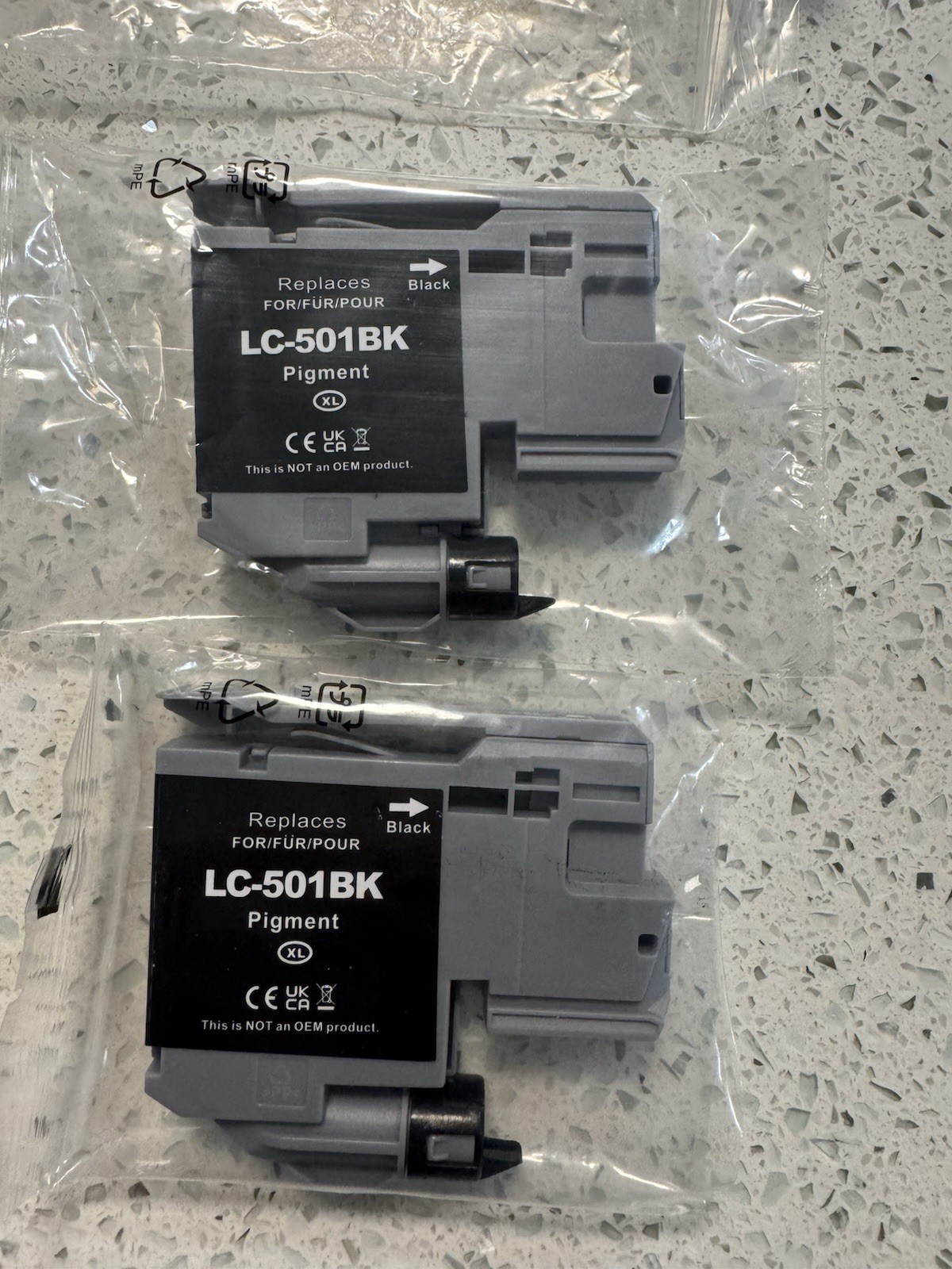LC-501BK Compatible 2-Pack Black Pigment Inkjet Ink for Brother